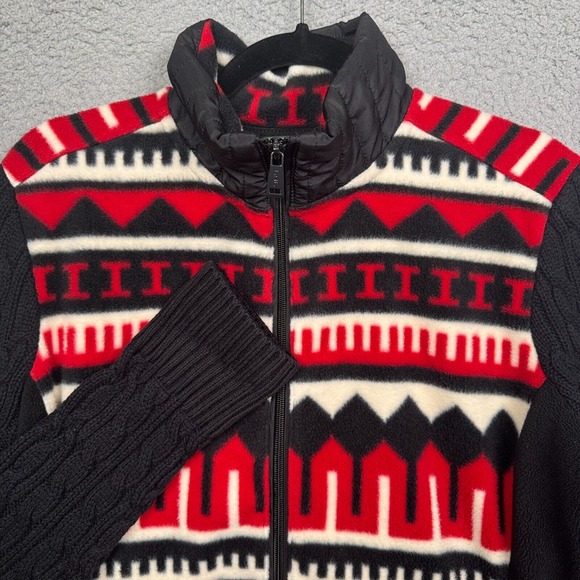 Lauren Ralph Lauren Sweater Womens L Fleece Cable‎ Knit Zip Southwest Aztec Ski - Picture 1 of 10
